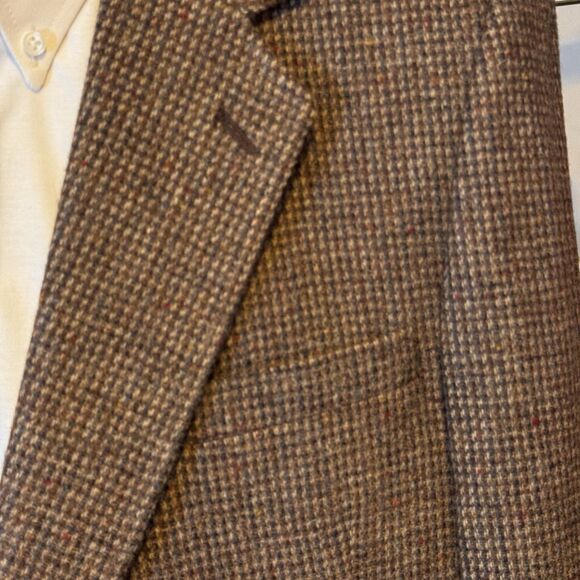 Tweed - Arnie 46R Wool Sport Coat Brown USA Made Single Vent Classic Blazer - Picture 3 of 16